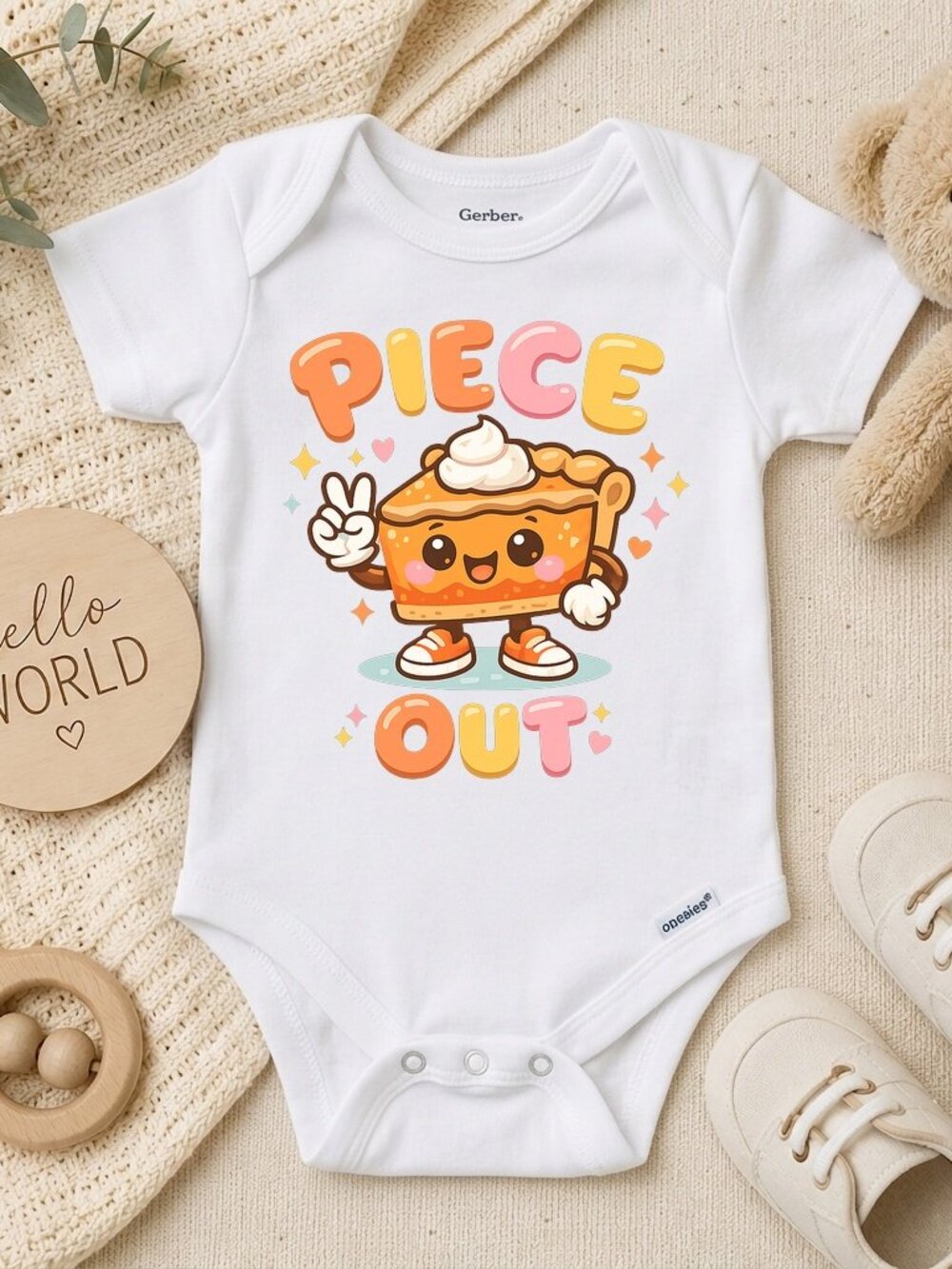 Thanksgiving Pie Baby Bodysuit Retro Turkey ONESIE® Gift